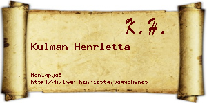 Kulman Henrietta névjegykártya